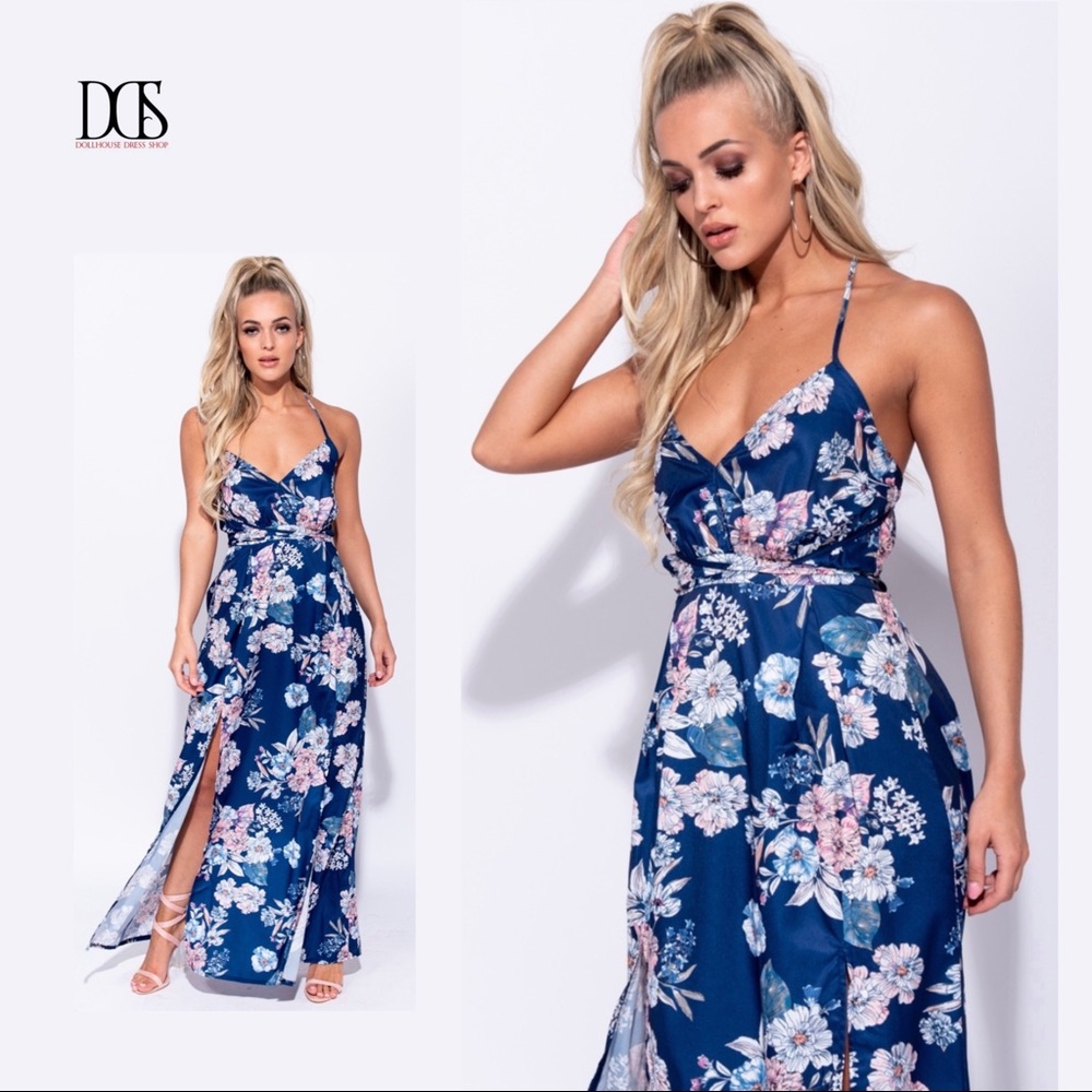 5 ⭐️ Caliente - Floral Thigh Slit Maxi Dress - Picture 2 of 8